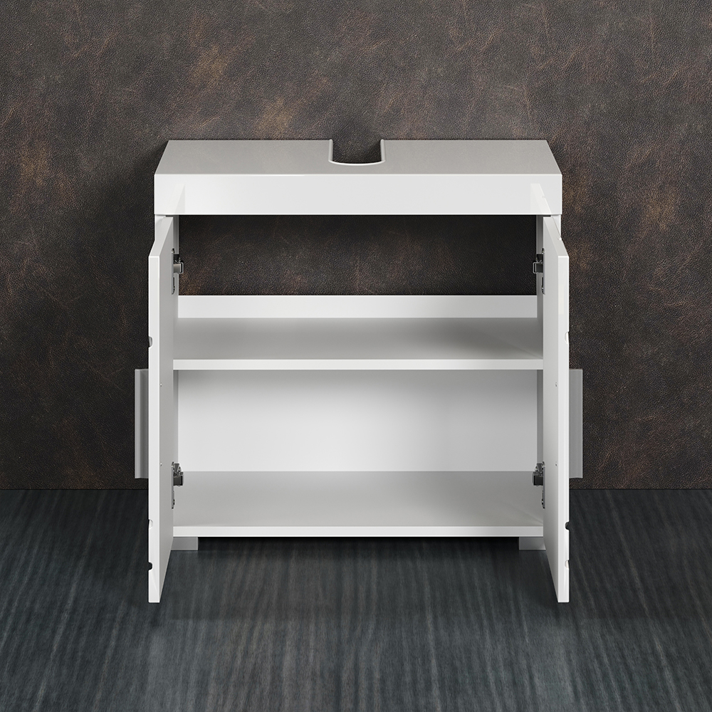 Akito High Gloss Vanity Unit with 2 Patterned Door in White