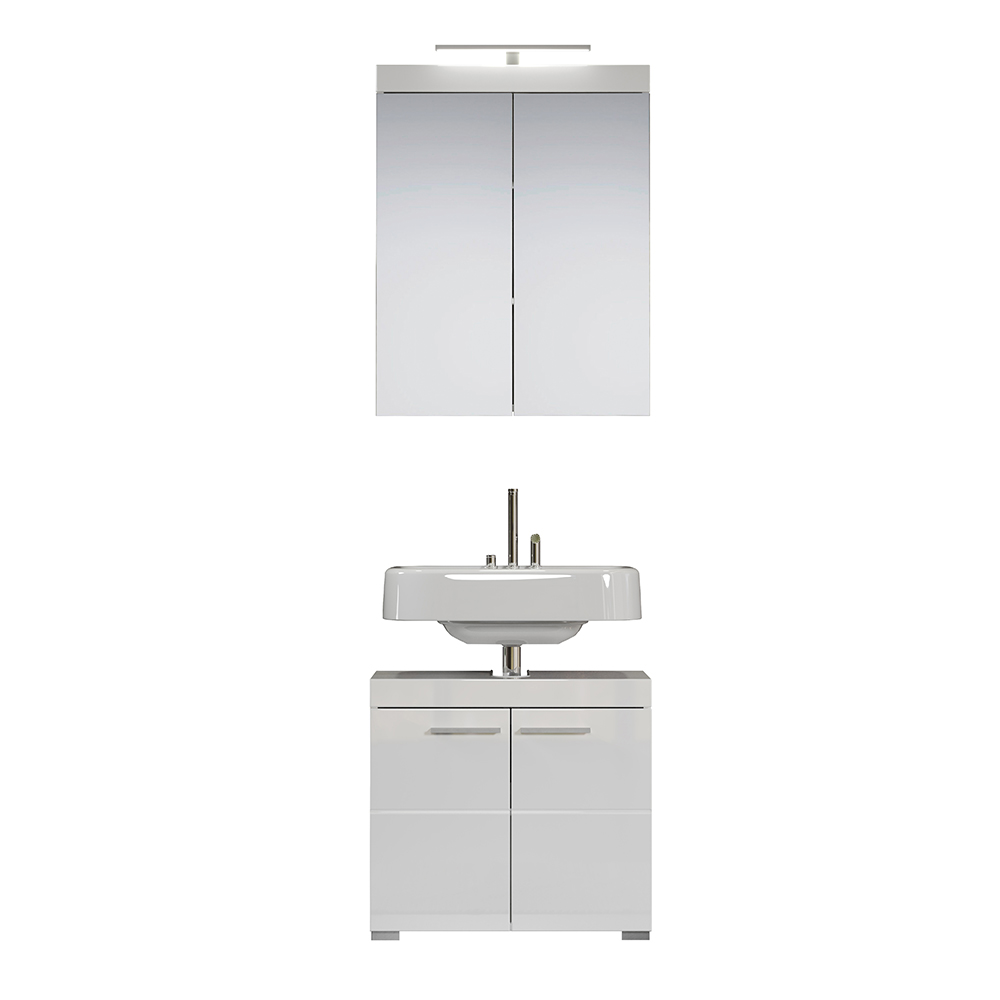Amanda High Gloss Vanity Unit with Mirror In White