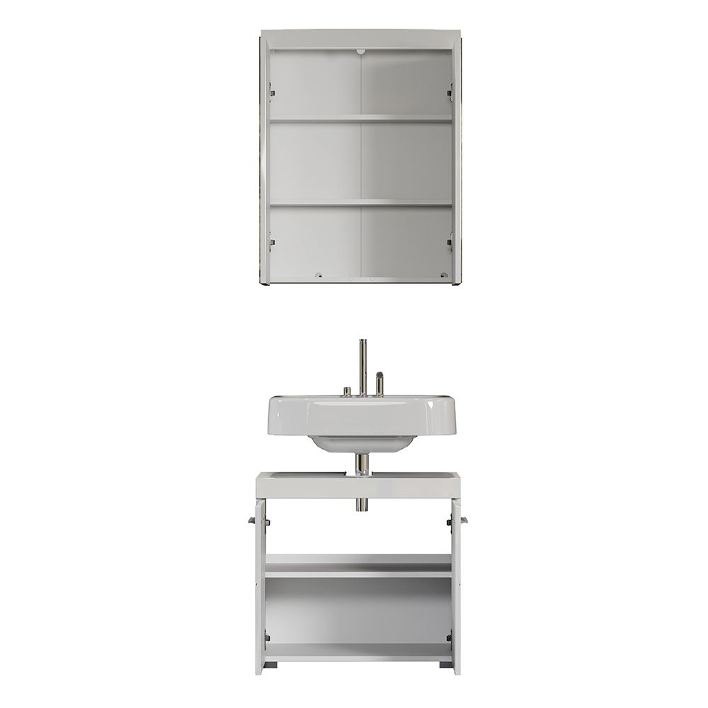 Amanda High Gloss Vanity Unit with Mirror In White