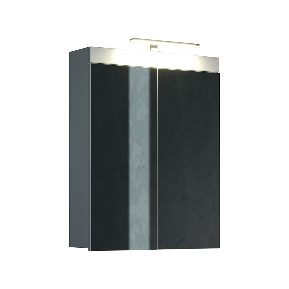 Akito High Gloss Wall Mounted Bathroom Mirror Cabinet in White with LED