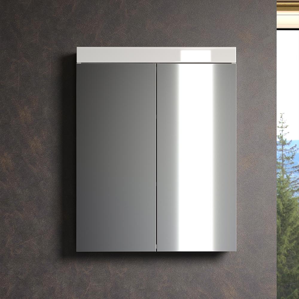 Amanda High Gloss Wall Mounted Mirror Cabinet In White