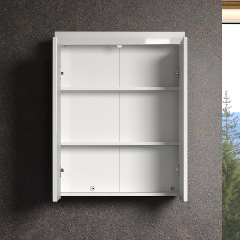 Amanda High Gloss Wall Mounted Mirror Cabinet In White