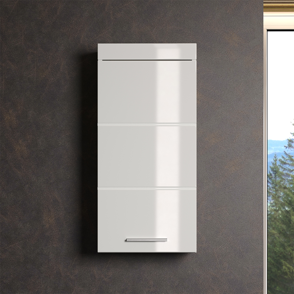 Amanda High Gloss Wall Mounted Storage Cabinet with 1 Door In White
