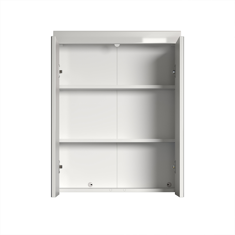 Akito High Gloss Wall Mounted Bathroom Storage Cabinet with 2 Doors In White