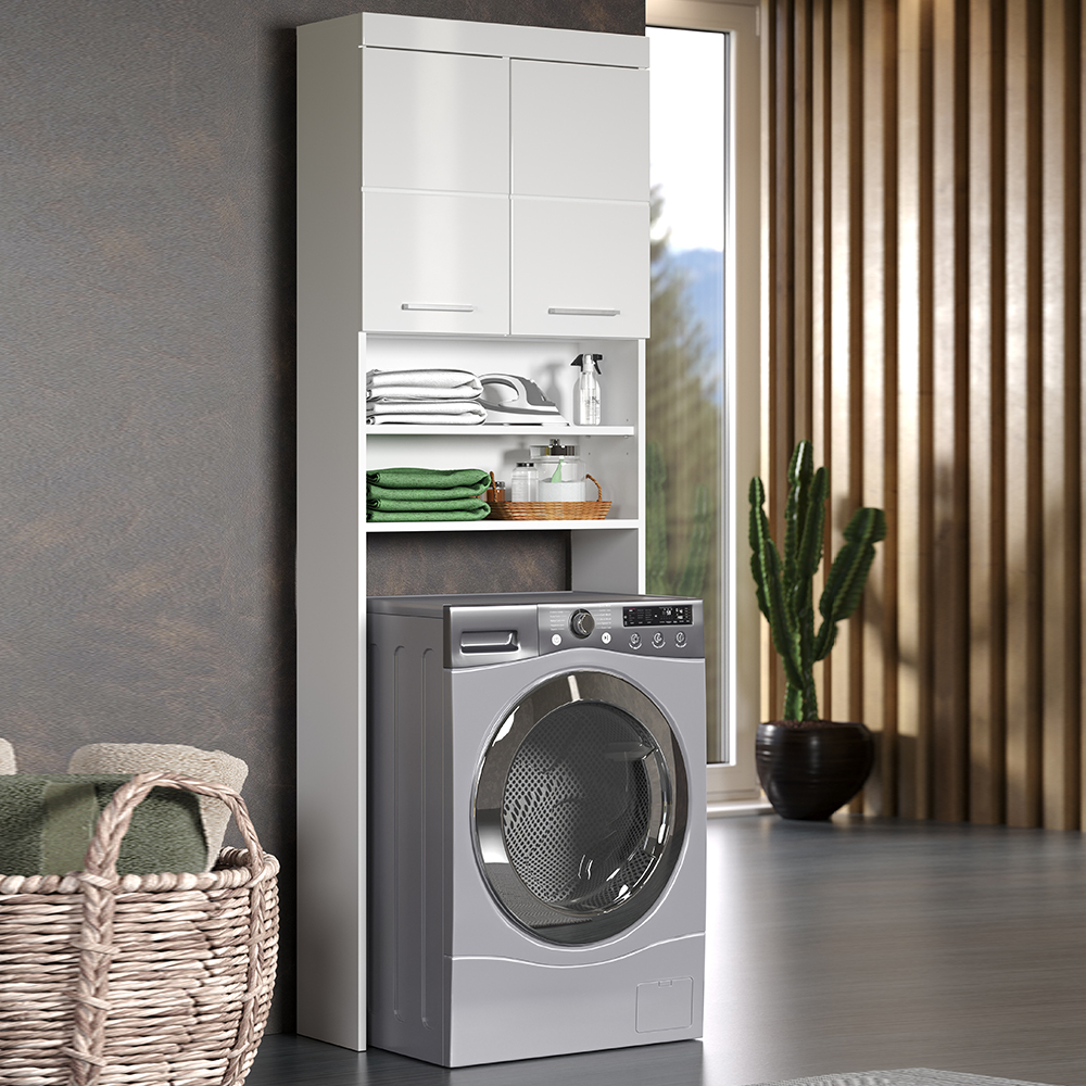Amanda High Gloss Washing Machine Cabinet In White