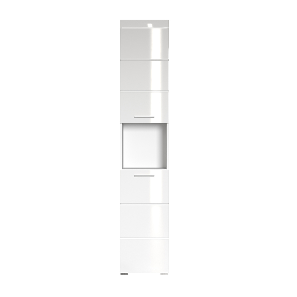 Amanda Tall High Gloss Bathroom Cabinet In White