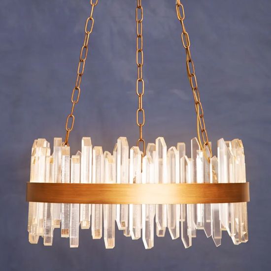 Akona Acrylic Chandelier Ceiling Light With Copper Band_1