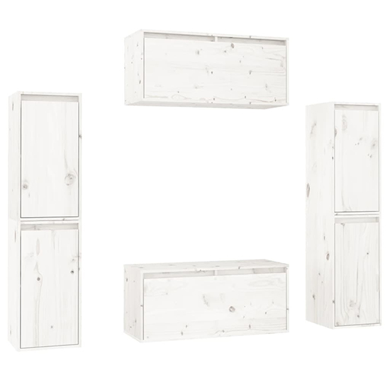 Akos Wall Hung Solid Pinewood Entertainment Unit In White