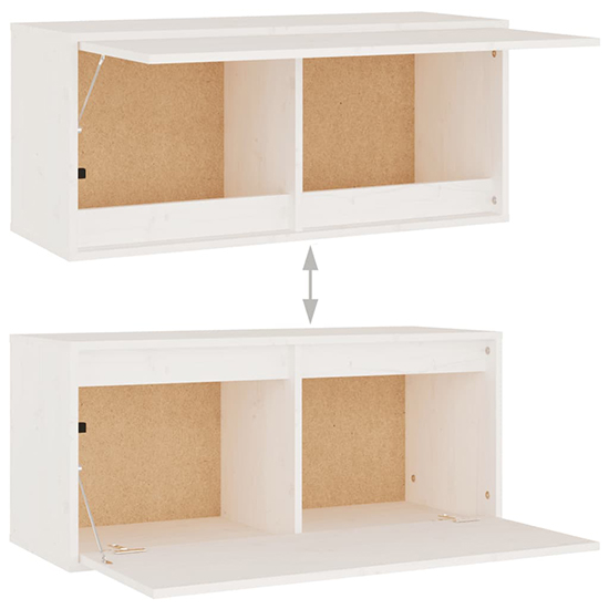 Akos Wall Hung Solid Pinewood Entertainment Unit In White