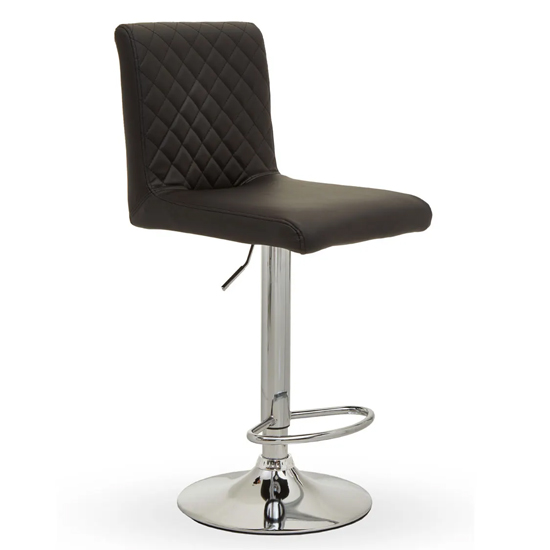 Baino Black Leather Bar Chairs With Round Chrome Base In A Pair