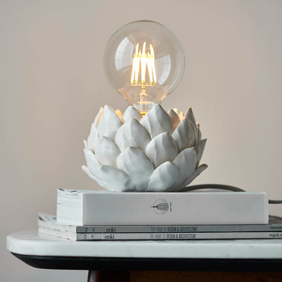 Akron Artichoke Style Table Lamp In Oatmeal Crackle Glaze