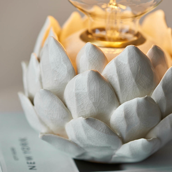 Akron Artichoke Style Table Lamp In Oatmeal Crackle Glaze