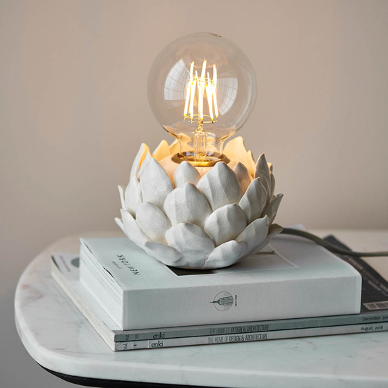 Akron Artichoke Style Table Lamp In Oatmeal Crackle Glaze