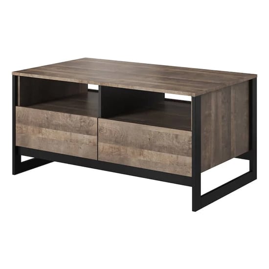 Akron Wooden Coffee Table With 2 Drawers In Grande Oak