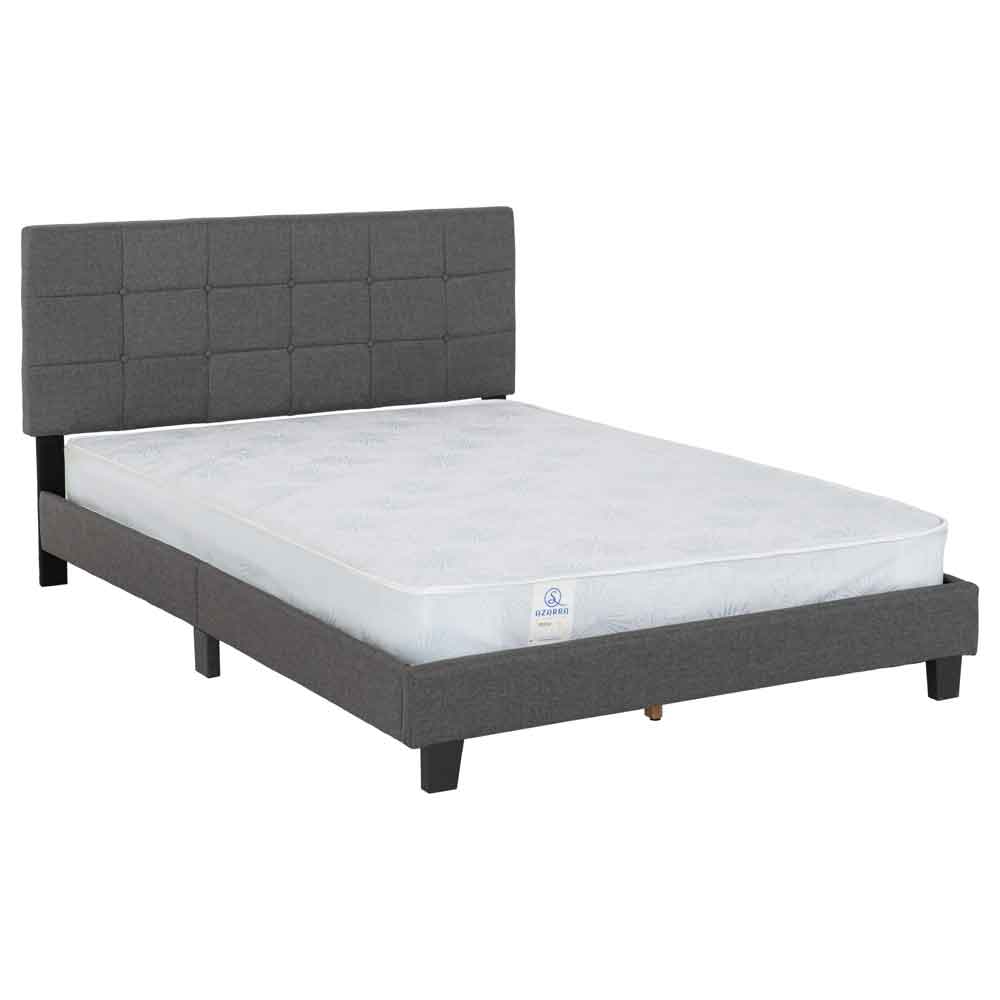 Akron Fabric Double Bed in Grey