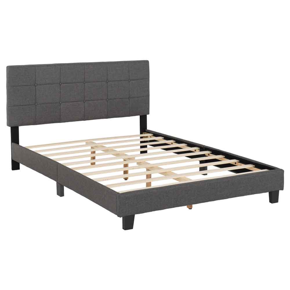 Akron Fabric Double Bed in Grey