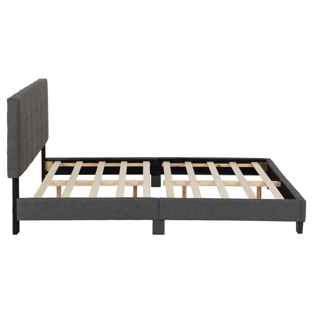 Akron Fabric Double Bed in Grey