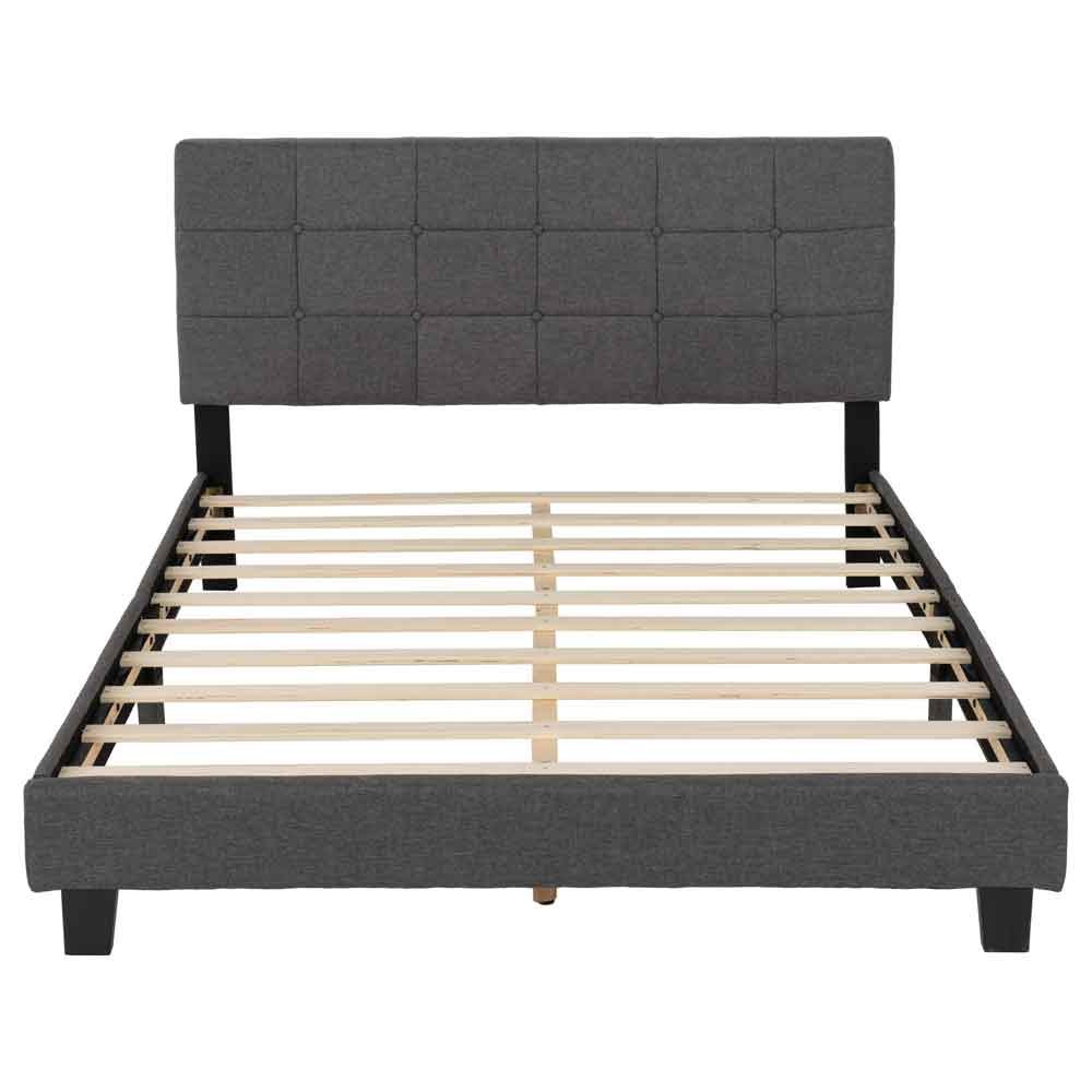 Akron Fabric Double Bed in Grey