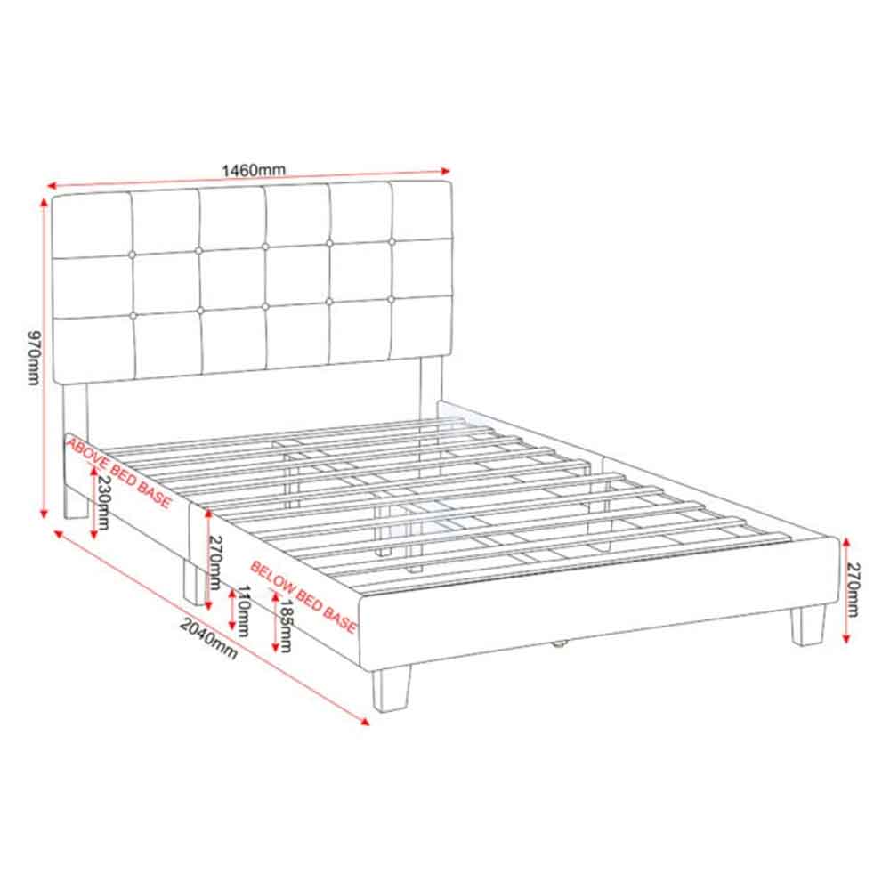 Akron Fabric Double Bed in Grey