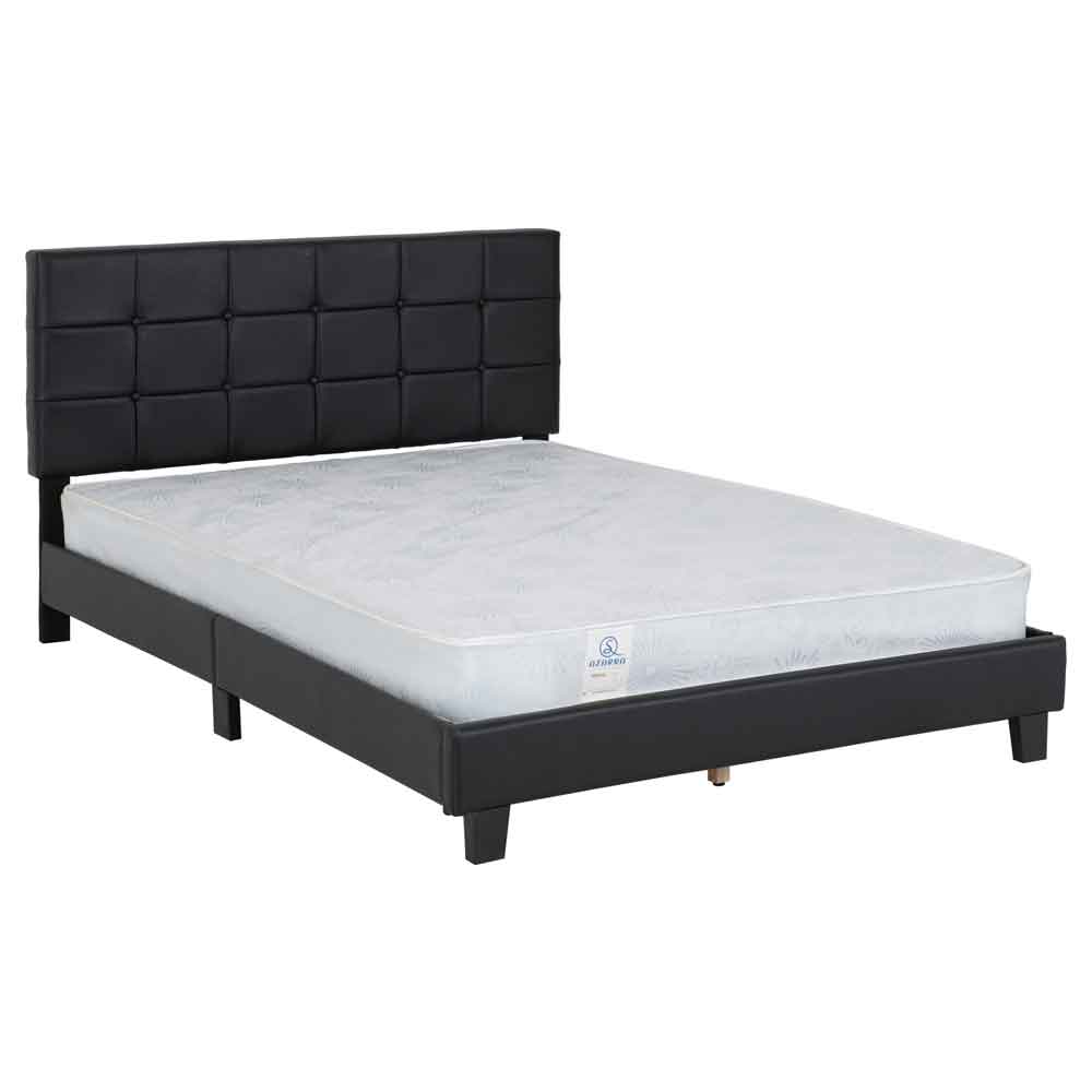 Akron Faux Leather Double Bed in Black