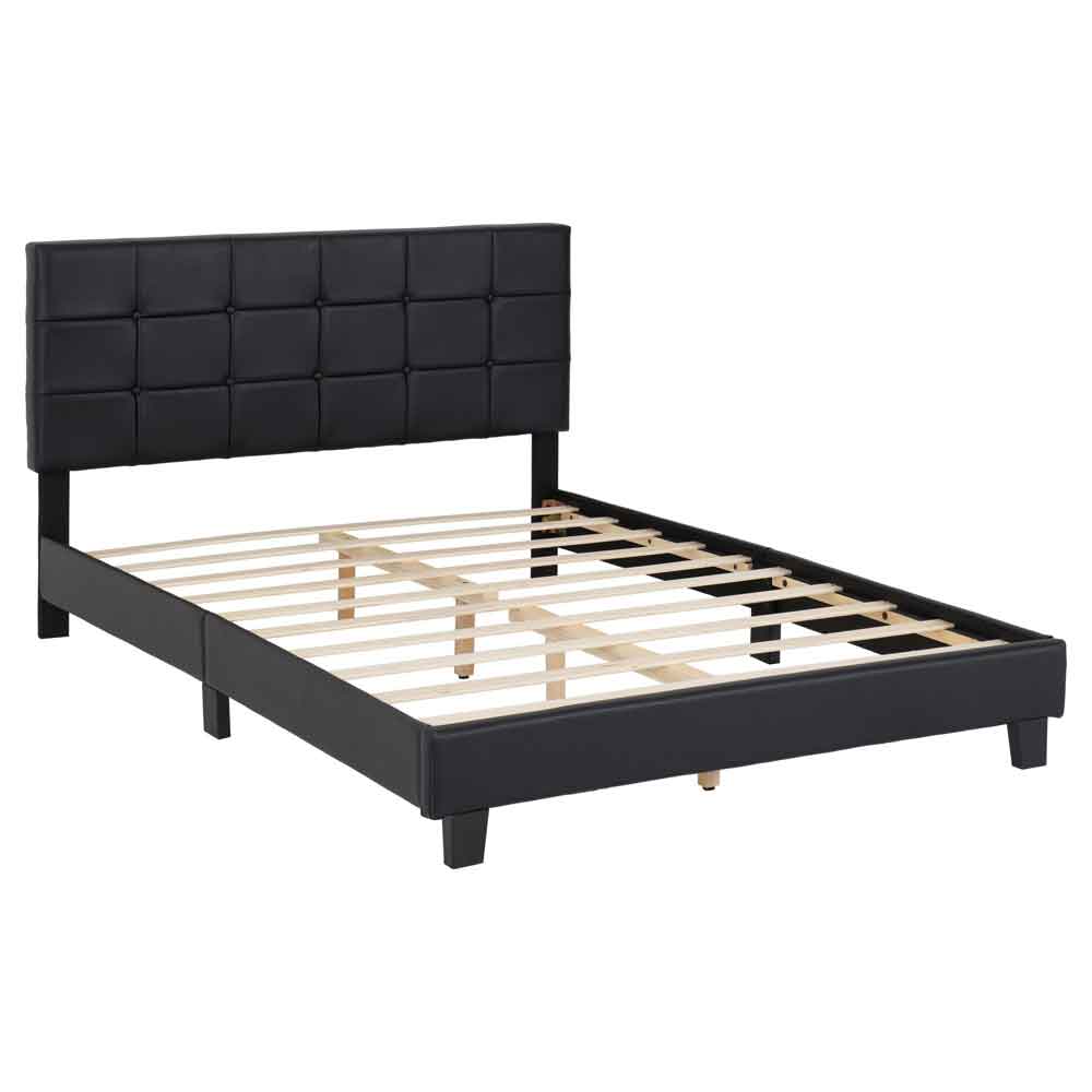 Akron Faux Leather Double Bed in Black