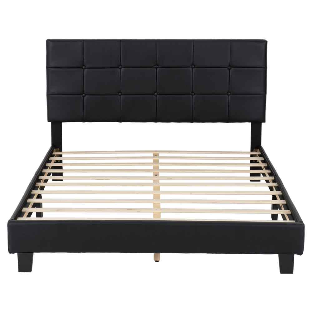 Akron Faux Leather Double Bed in Black
