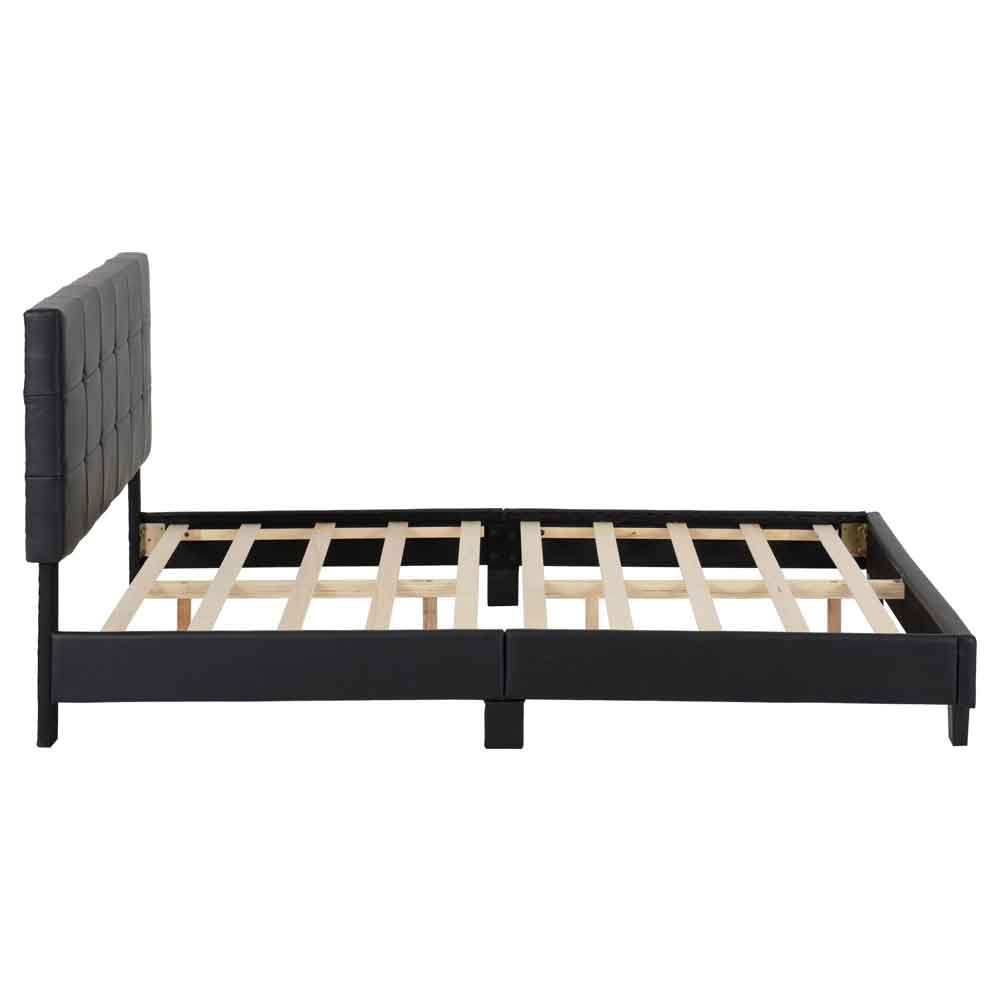 Akron Faux Leather Double Bed in Black
