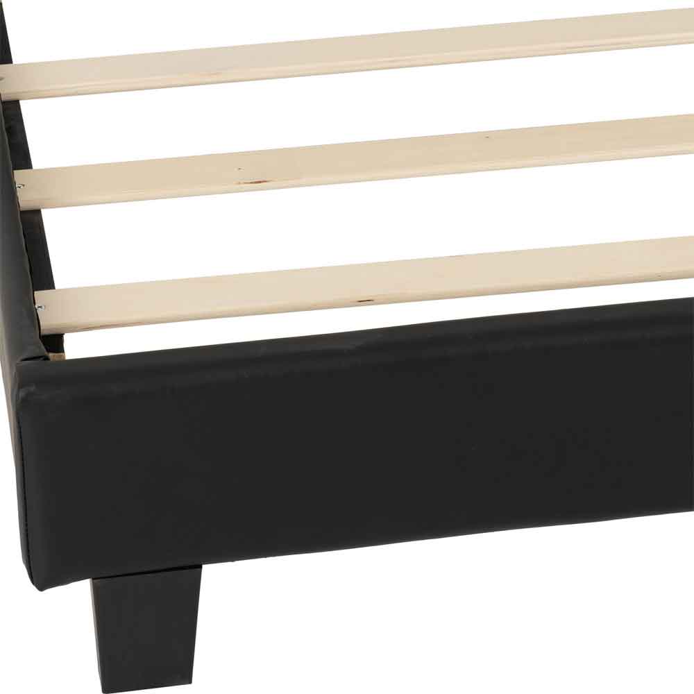 Akron Faux Leather Double Bed in Black