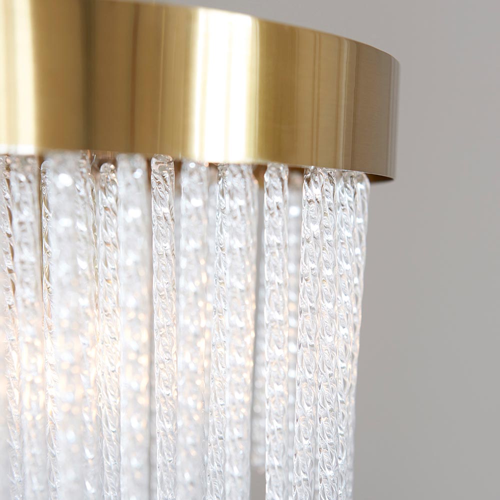 Akron Glass 5 Light Pendent Ceiling Light In Brushed Aged Brass