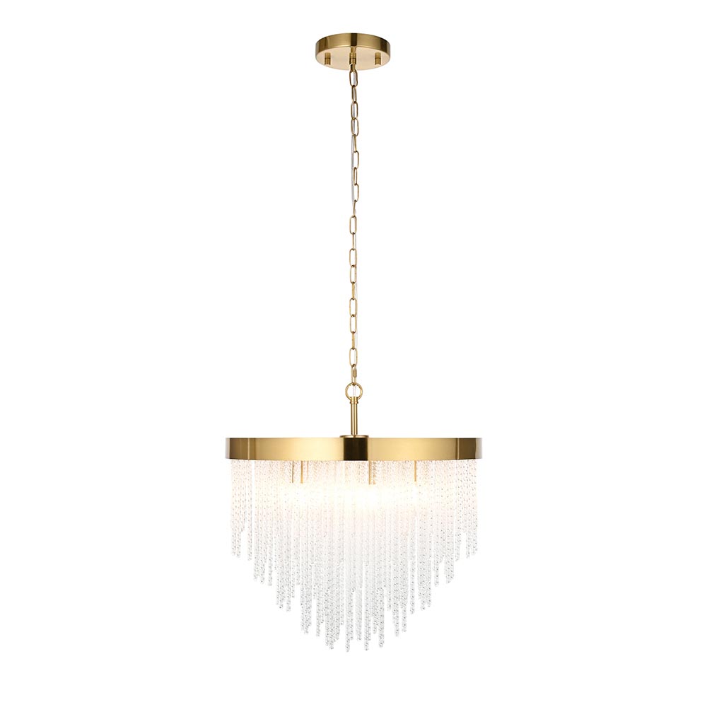 Akron Glass 5 Light Pendent Ceiling Light In Brushed Aged Brass