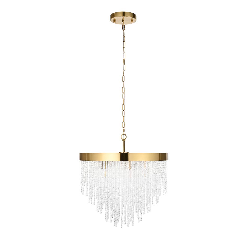 Akron Glass 5 Light Pendent Ceiling Light In Brushed Aged Brass