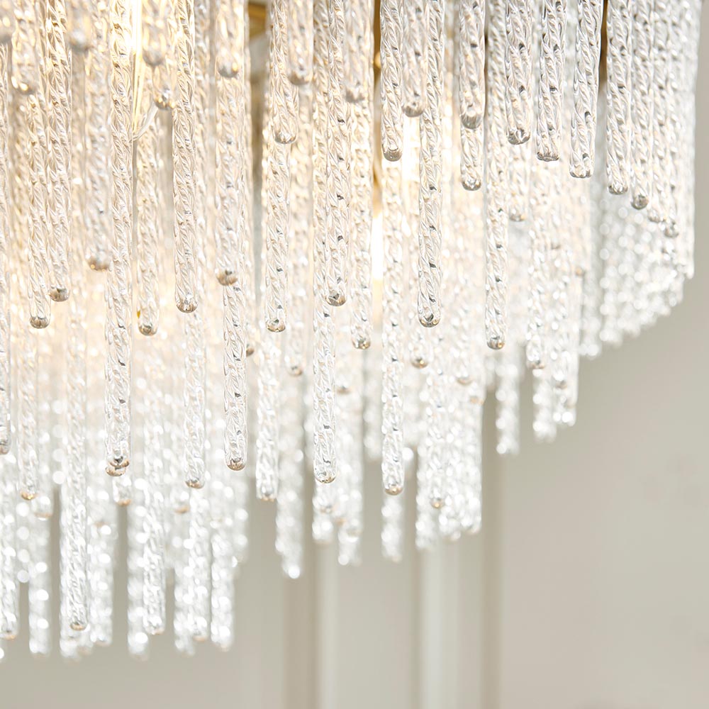 Akron Glass 9 Light Pendent Ceiling Light In Brushed Aged Brass