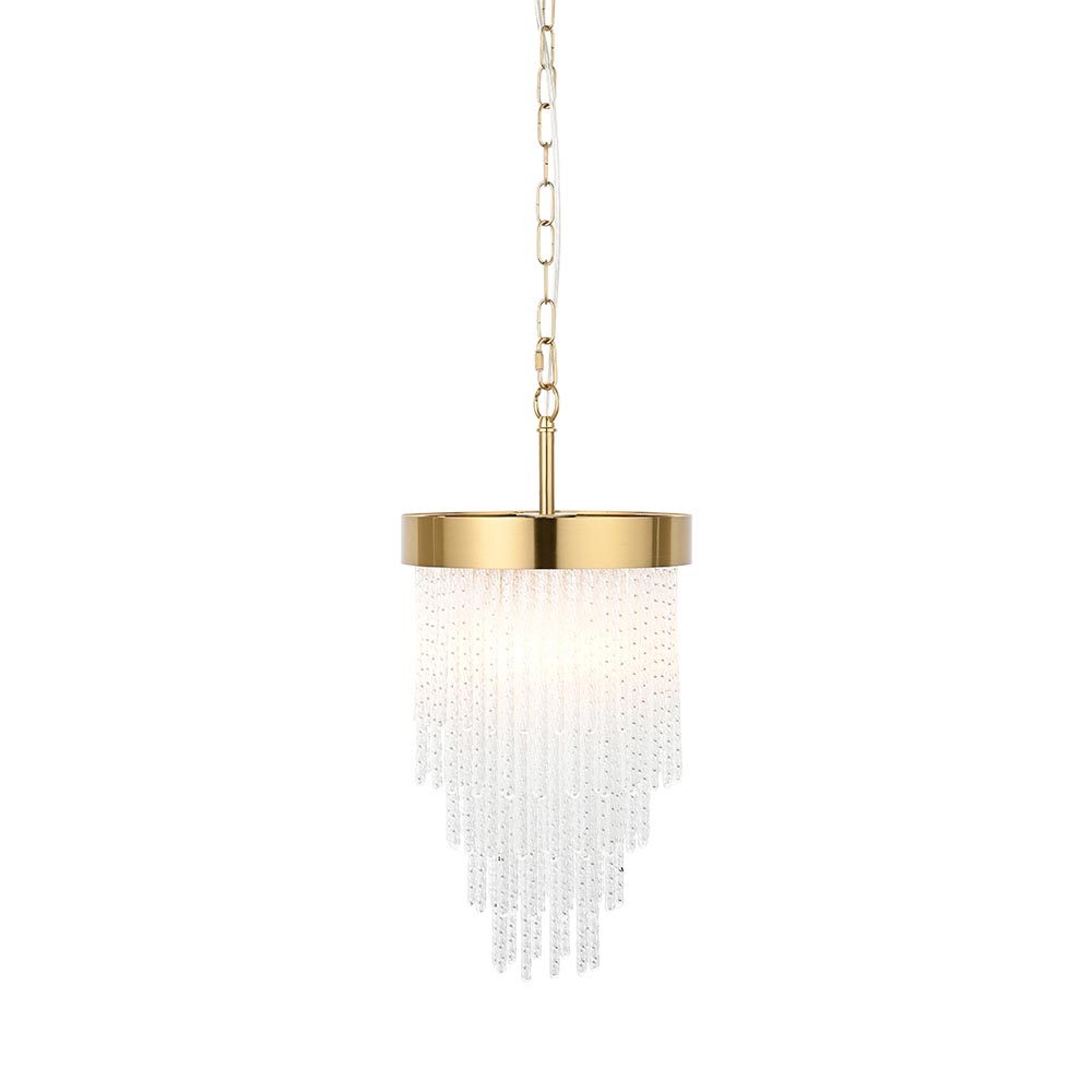 Akron Glass Pendent Ceiling Light In Brushed Aged Brass