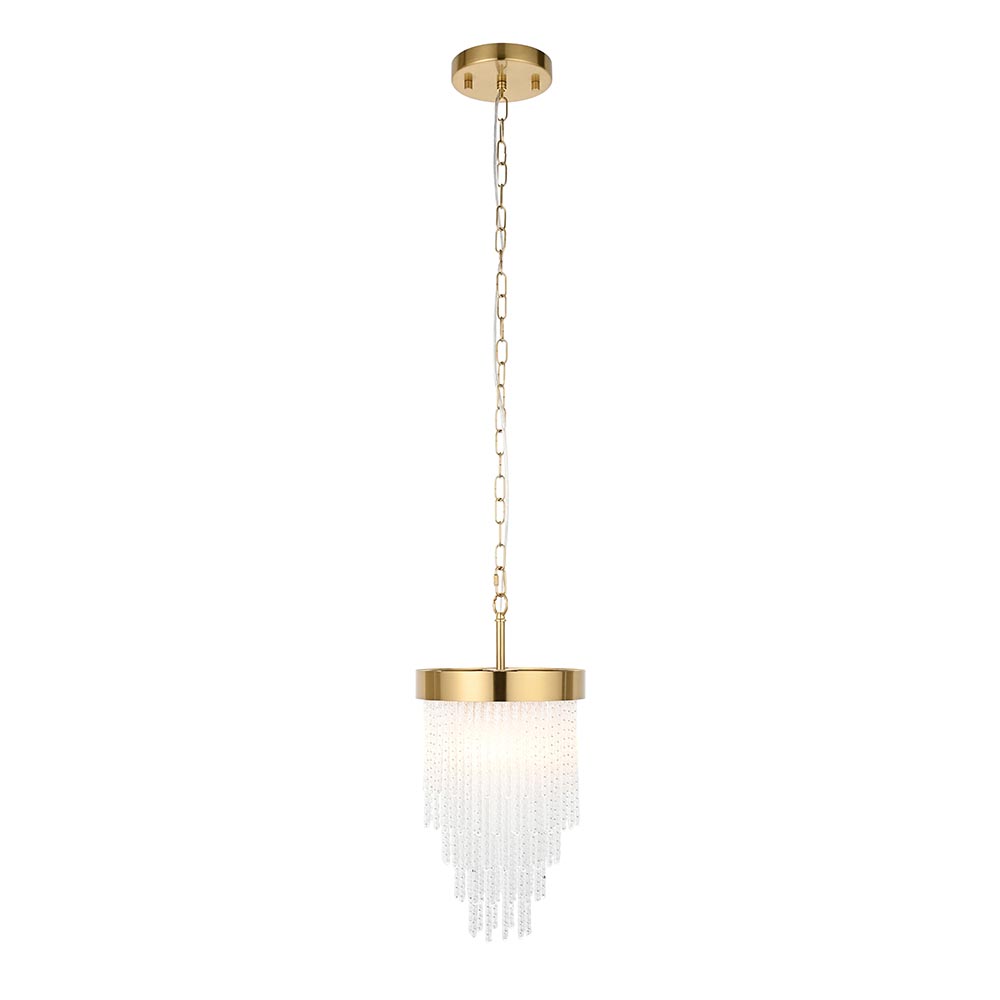 Akron Glass Pendent Ceiling Light In Brushed Aged Brass