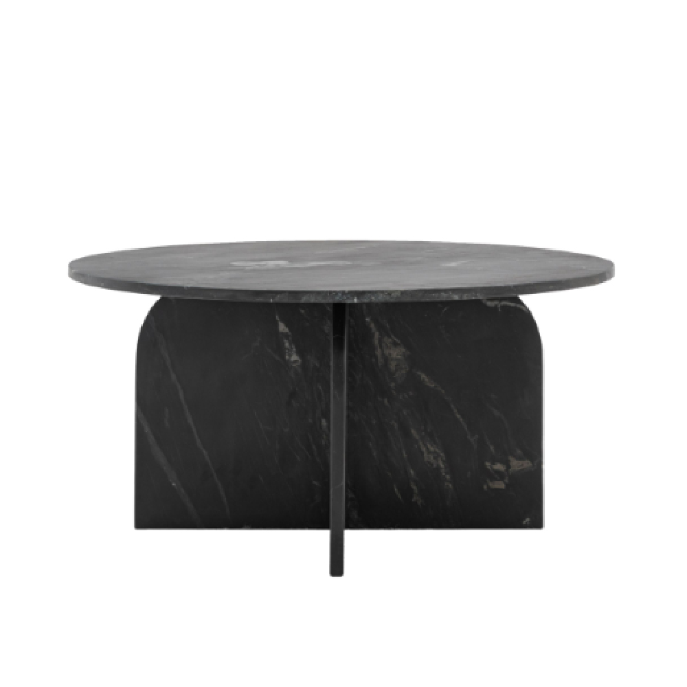 Akron Marble Round Coffee Table In Black