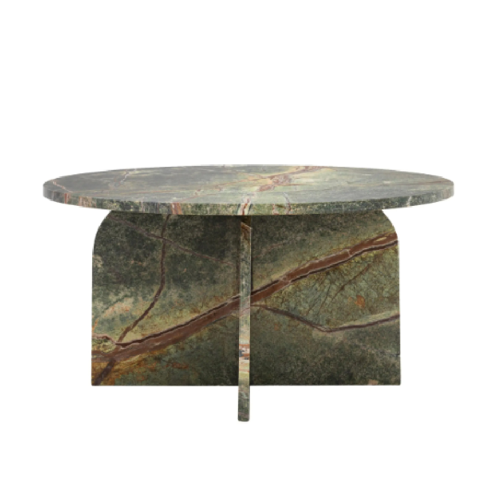 Akron Marble Round Coffee Table In Ember