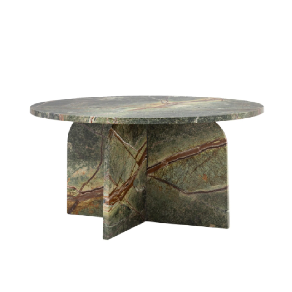Akron Marble Round Coffee Table In Ember