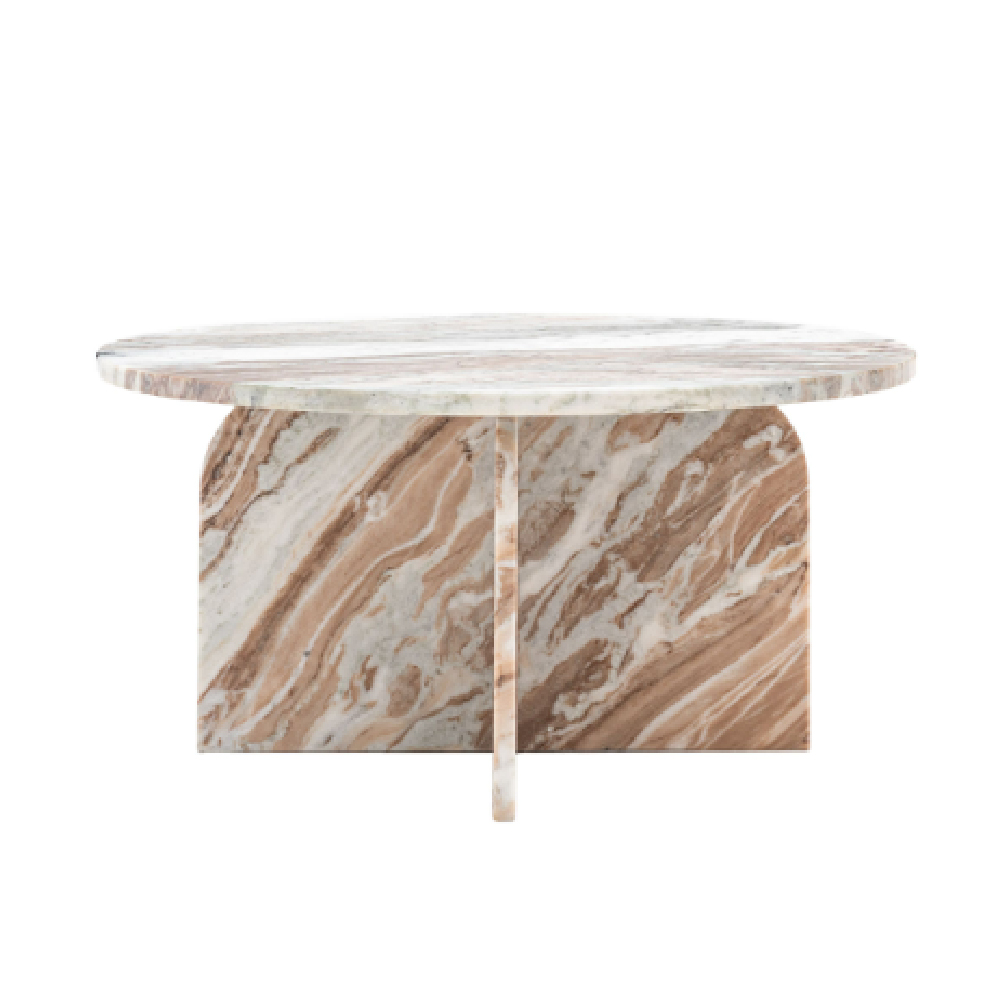 Akron Marble Round Coffee Table In Natural