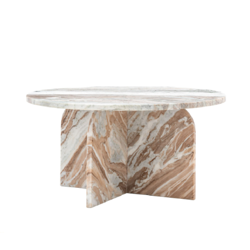 Akron Marble Round Coffee Table In Natural