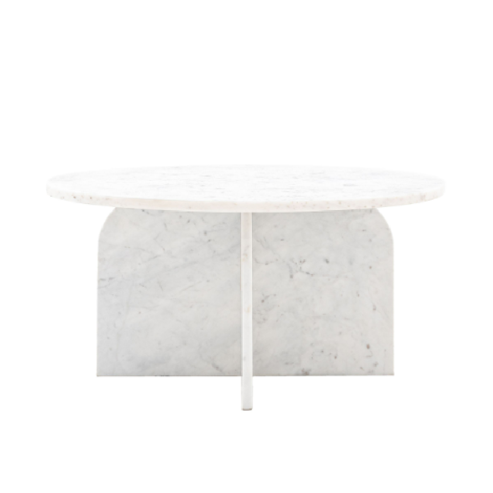 Akron Marble Round Coffee Table In White