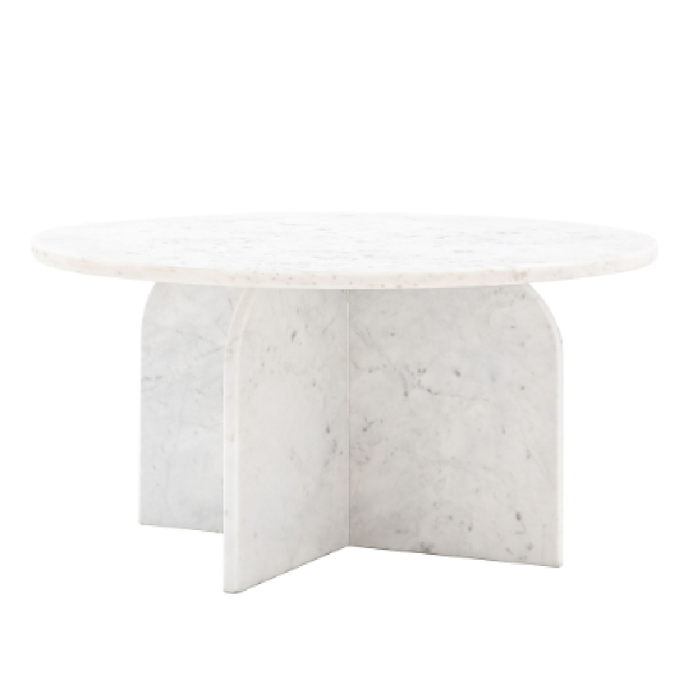 Akron Marble Round Coffee Table In White