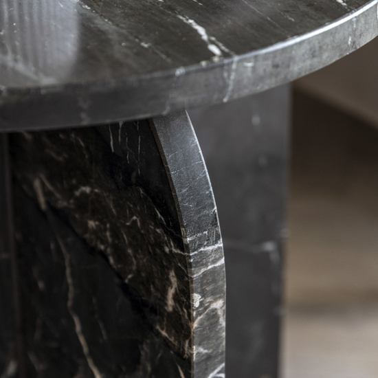 Akron Marble Side Table Round In Black