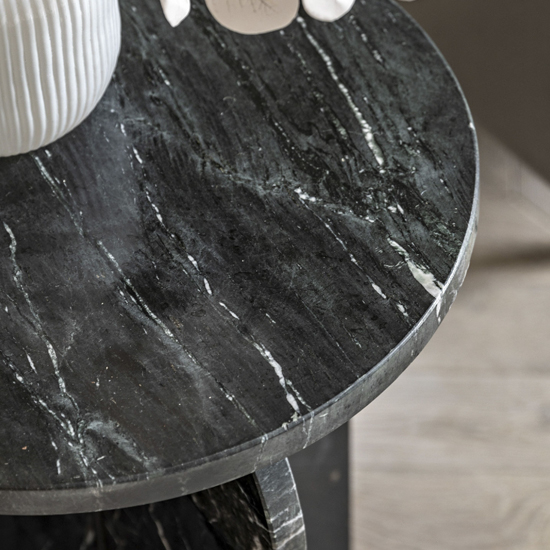 Akron Marble Side Table Round In Black