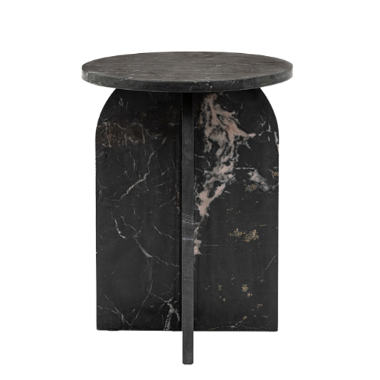 Akron Marble Side Table Round In Black