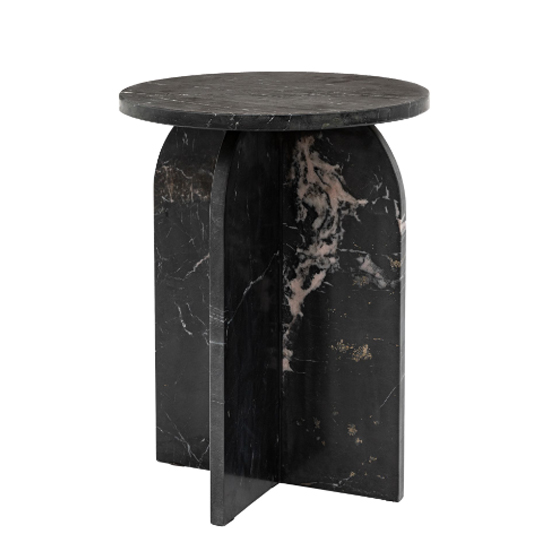 Akron Marble Side Table Round In Black