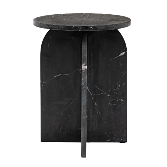 Akron Marble Side Table Round In Black