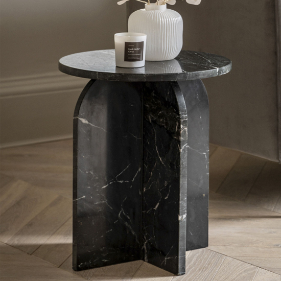 Read more about Akron marble side table round in black