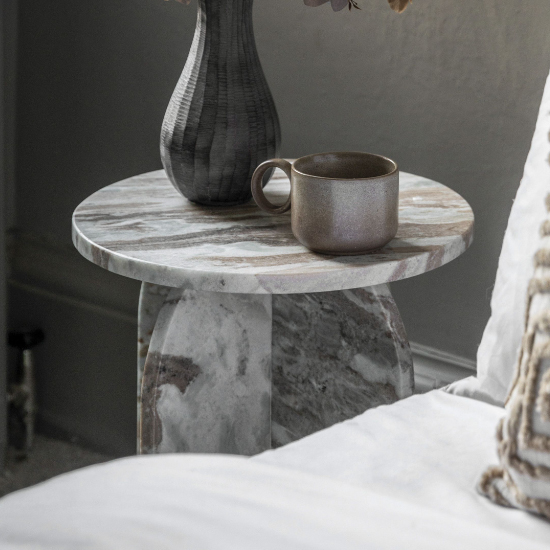 Akron Marble Side Table Round In Natural