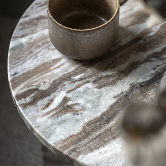 Akron Marble Side Table Round In Natural