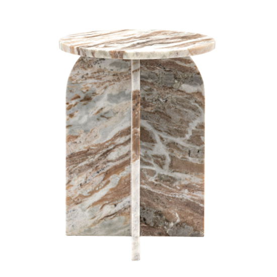 Akron Marble Side Table Round In Natural
